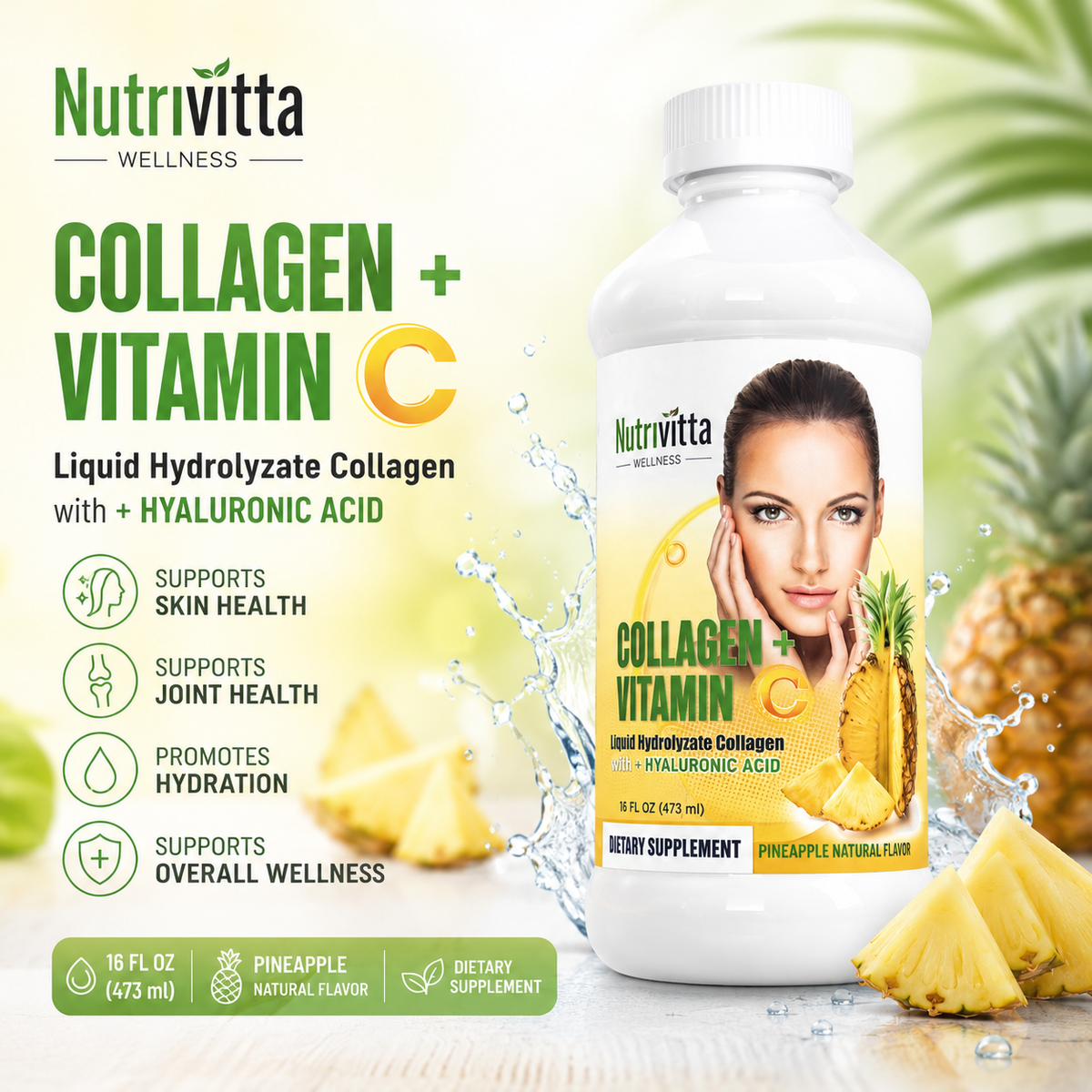 Nutrivitta Collagen + Vitamin C with Biotin & Hyaluronic Acid