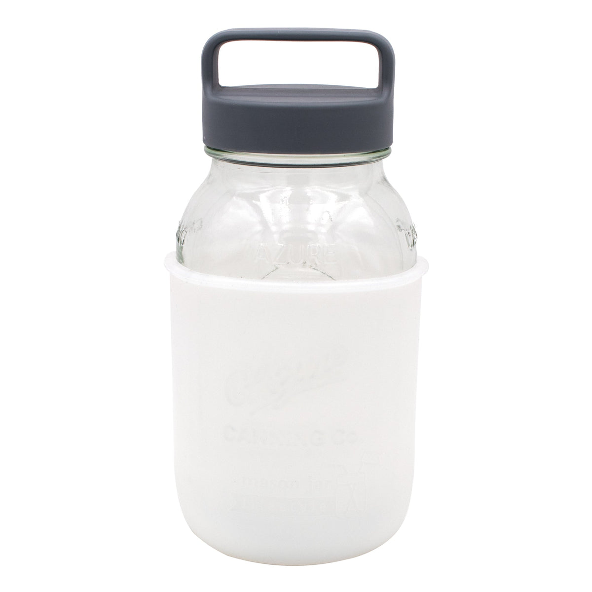 Mason Jar Lifestyle 32oz Quart Glass Water Bottle with Silicone Sleeve & Carry Handle